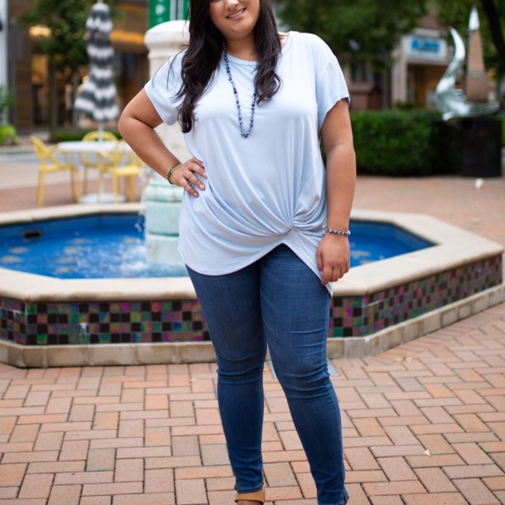 NWT Plus Size Light Blue Knotted Tee/Tshirt